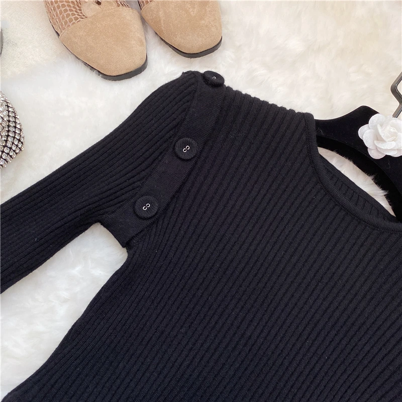 2020 Spring Removable Button Sleeves Ribbed Knit Top Women's Stretch Sweater Pullover Bodycon Tops Skinny Shirt Jumper Femme 2020 Spring Removable Button Sleeves Ribbed Knit Top Women's Stretch Sweater Pullover Bodycon Tops Skinny Shirt Jumper Femme