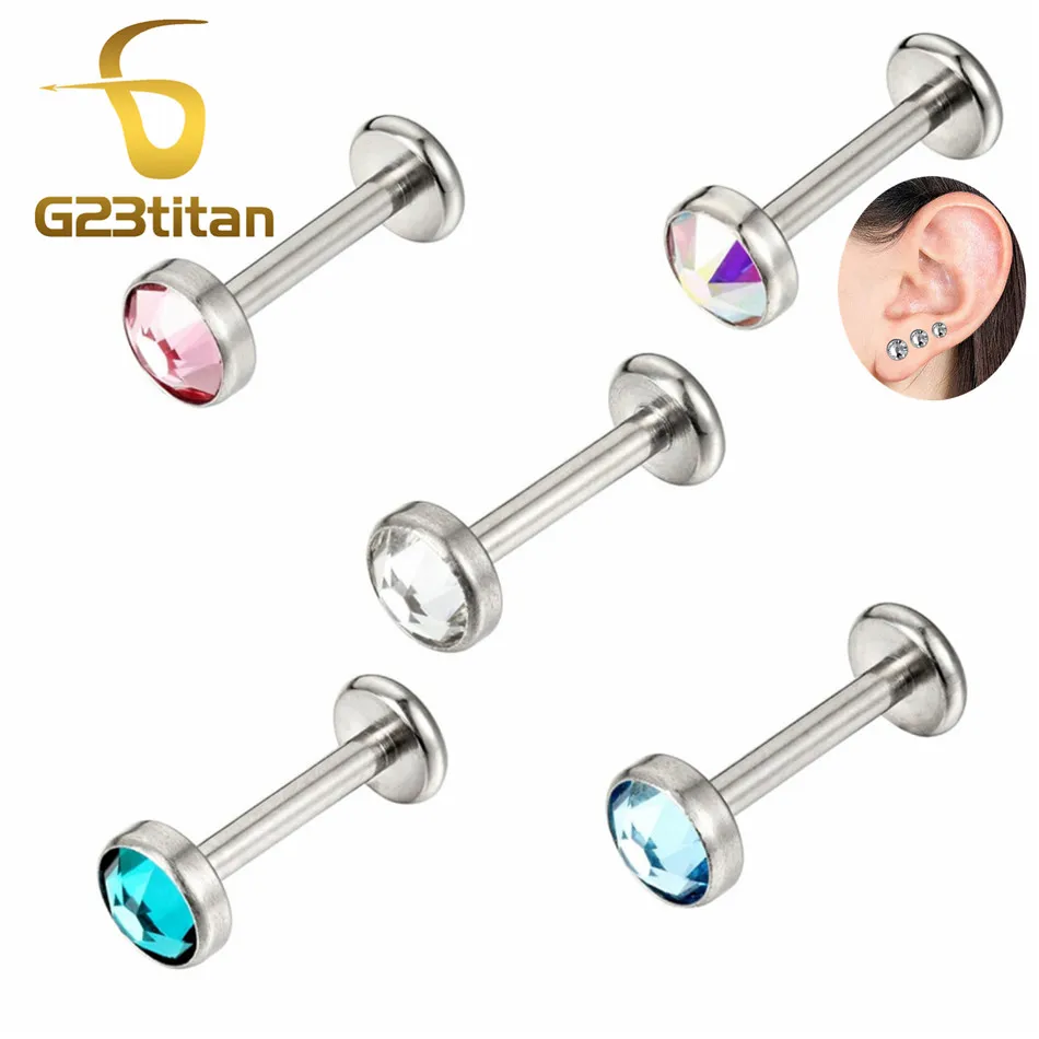 G23titan губная серьга с внутренней резьбой шпильки 3/4/5 мм циркониевые кольца для губ
