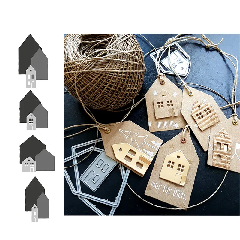 

4 styles houses metal cutting dies cut die mold Scrapbook cards making paper craft knife mould dies new 2019 diecut