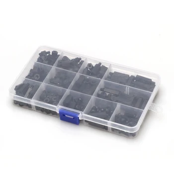 

New M3 260Pcs Nylon Screw Black Hex Screws Nut Nylon Screw Assortment Kit with Box Fastener Hardware