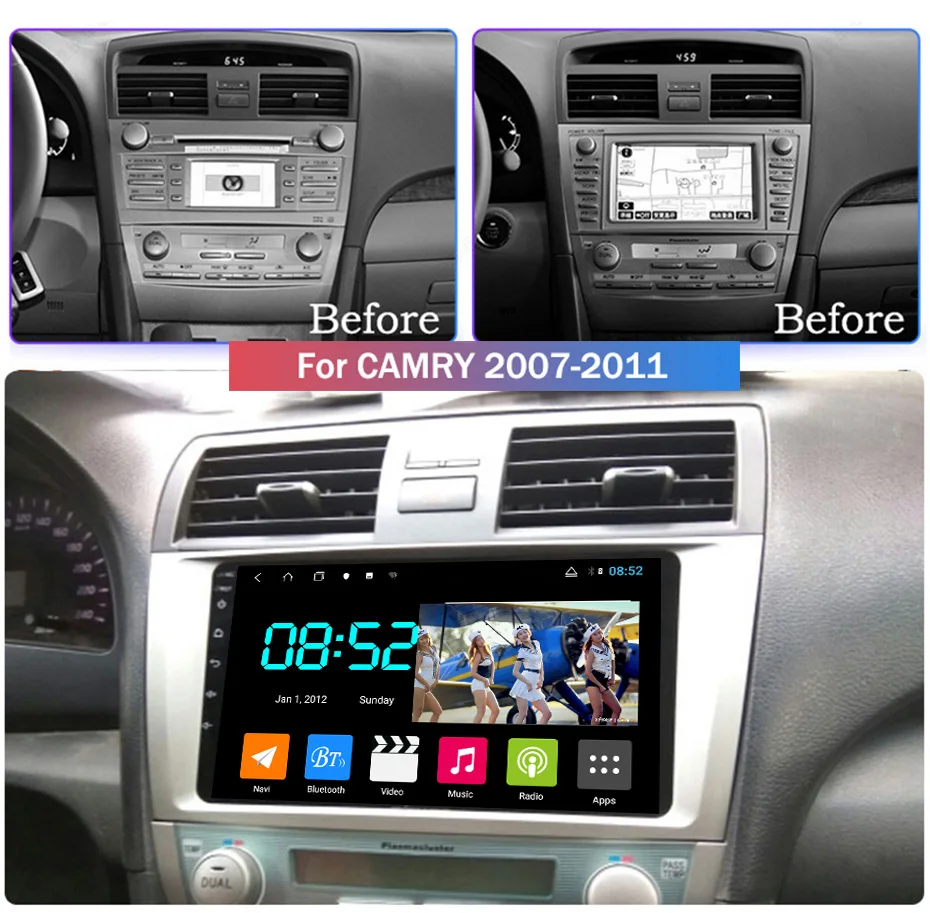 Android 8,1 автомобильный DVD 1din мультимедийная система Navi для Toyota Camry 2007-2011 Автомобильный gps навигатор головное устройство BT SWC wifi