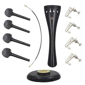

Black 11 In 1 Set Universal Cello Accessories Kits Units Professional Ebony Material Violoncello Parts Assembly Component