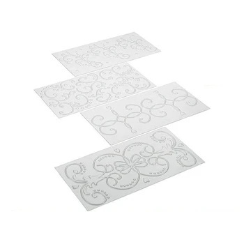 

4 Pcs Cake Fondant Stencil Template Scroll Vine Lace Texture Embossed Impression Mat Cake Baking Stencil for Cupcake Wedding Cak