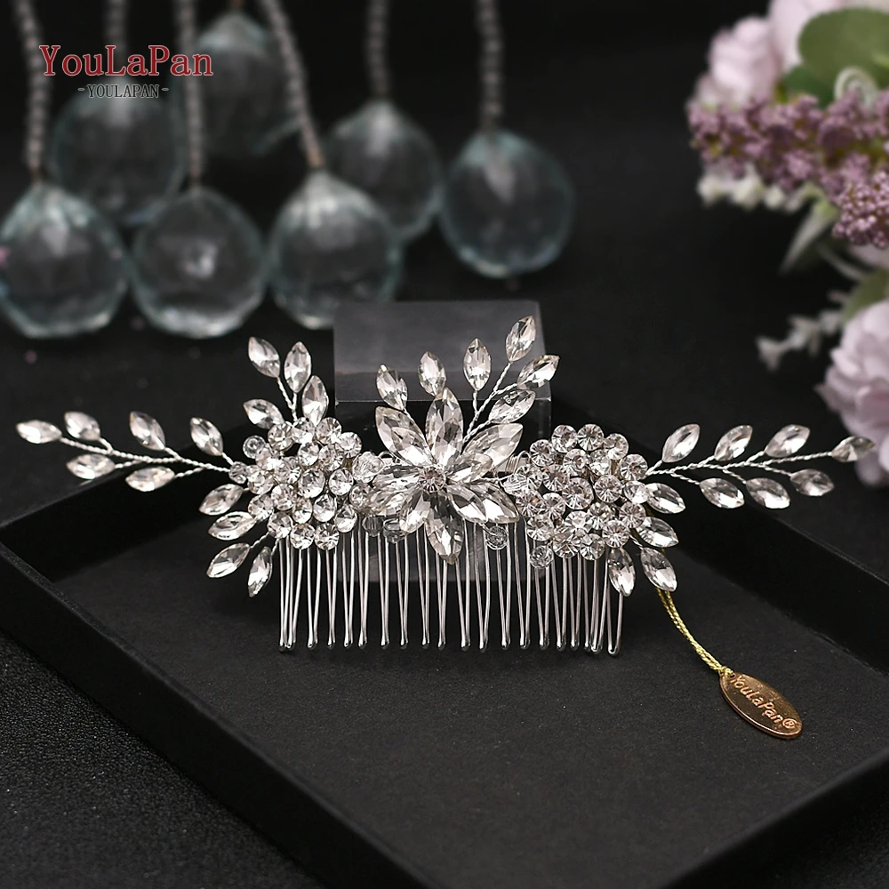Youlapan Hp77 Bridal Tiara Handmade Bridal Side Clips Rhinestone Hair