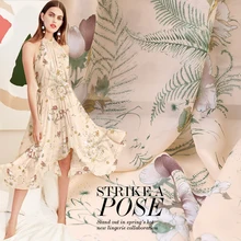 19 Весна-Лето Новинка 135 см Ширина 10 Momme шелк жоржет ткань для женщин платье цифровая печать ткань Diy шитье распродажа