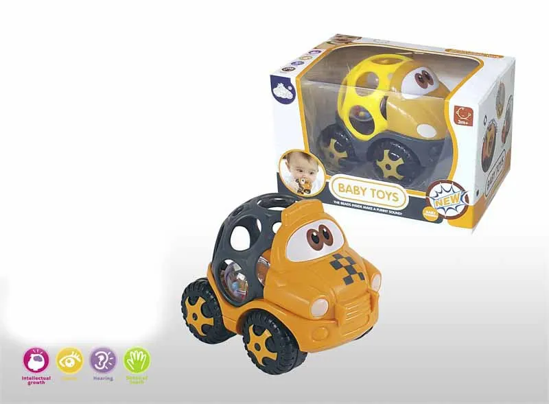 

Children'S Educational Sliding Infants Soft Ball Toy Car Cartoon Rattle Infant Soft Silcone Cart Model Toy