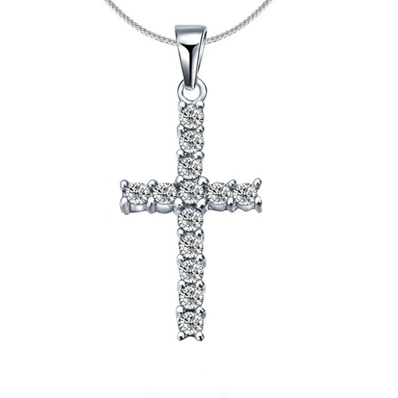 Luxury Classic Cross CZ Pendant Necklace Women’s Wedding Party Clavicle Choker Chain Romantic Valentine’s Day Jewelry Gifts