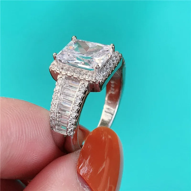 Choucong Lovers Promise Ring 925 пробы Серебряный квадрат AAAAA cz обручальное кольцо кольца для мужчин и женщин вечерние ювелирные изделия подарок