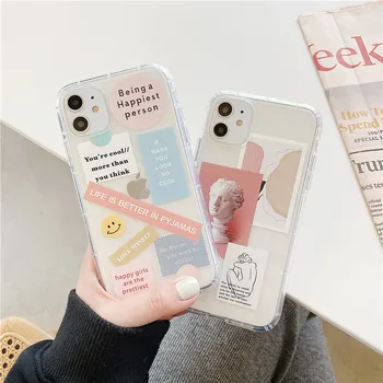 

Funny Vintage Statue Oil Painting David Phone Case For iphone 11 11Pro Max X XS Max XR 7 8 Plus Art Letter Label Back Cover Case