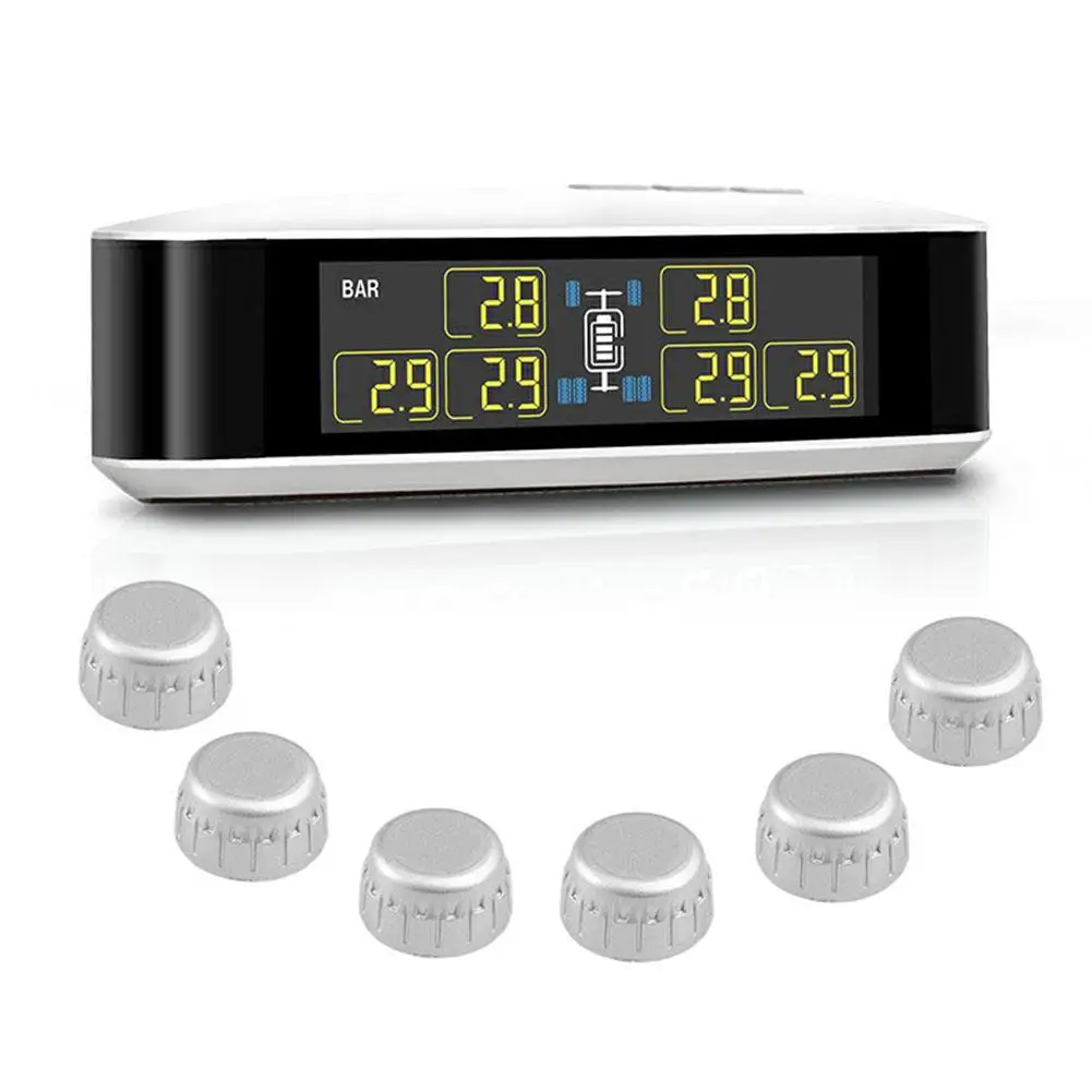 TPMS автомобильное беспроводное давление в шинах для RV система мониторинга шин 6 колес давление в шинах ЖК-монитор система с 6 внешними датчиками