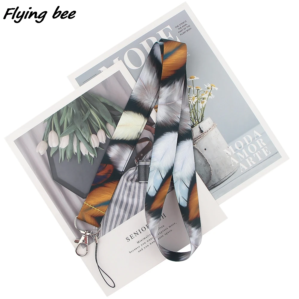 

Flyingbee перо модные креативные шнур значок ID-карабином новые стильные тесёмки оптом мобильный телефон веревка шнурки шейные платки аксессуары X1659