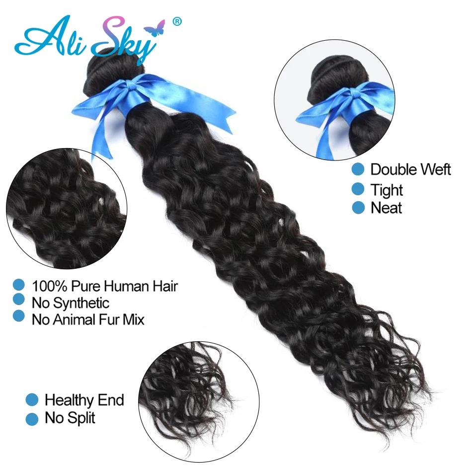 Alisky, волнистые волосы, человеческие волосы, 4 пряди, 13*4 фронтальные, Малазийские Волосы для наращивания, remy волосы, натуральный черный цвет, можно окрашивать