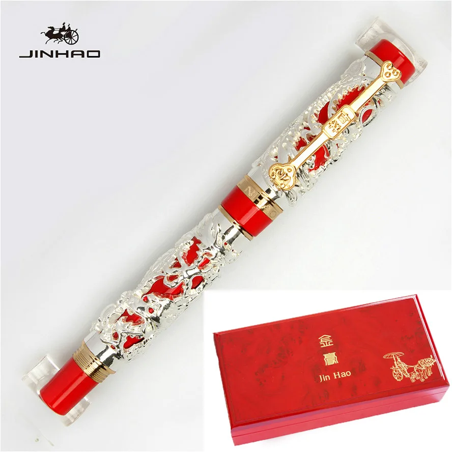 Luxury gift set 5 Роскошная металлическая 3D Авторучка Jinhao с изображением дракона Феникса, винтажная перьевая ручка 0,5 мм, перьевые ручки для письма, офисные, деловые принадлежности, подарок - Цвет: Luxury gift set 5