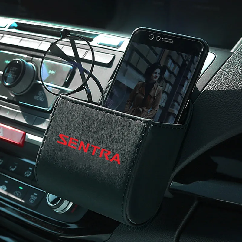 Авто вентиляционная розетка коробка для Nissan sentra из искусственной кожи автомобильный выход вентиляционное отверстие коробка для хранения Автомобильный держатель для мобильного телефона сумка для хранения