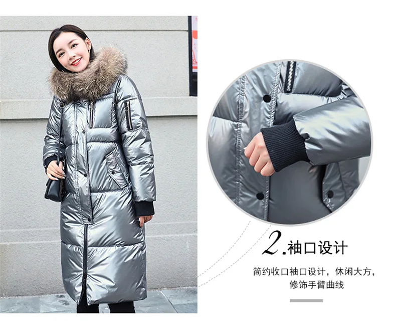 AliExpress bao ban Amazon outside DHgate EBay зимний стиль бронзовая яркая поверхность большой меховой воротник средней длины с хлопковой подкладкой