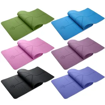 

Durable Yoga Mat Multi-function Breathable TPE Fitness Yoga Mat Tasteless Anti-slip Sports Pads w/ Position Line