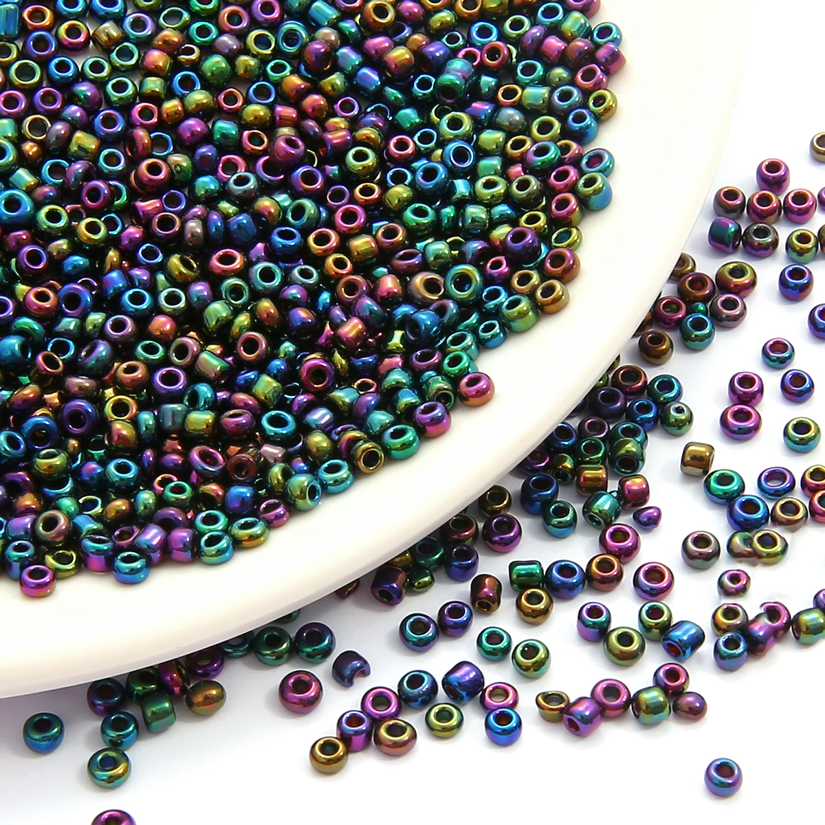 2 3 4mm Round Glass Metal Beads for DIY Apparel Sewing