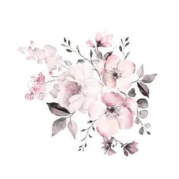 

Water Color Pink Flowers Wall Stickers Bedroom Living Room Decoration Mural Home Decor Decals Flower Cluster Stickers Wallpaper