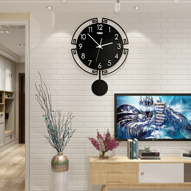2019 Swingable Large Wall Clock Silent 3d Digital Modern Design