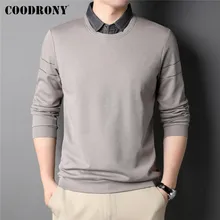 Coodrony marca algodão falso duas roupas dos homens hoodies primavera nova chegada cor sólida turn down colarinho moda pulôver masculino z7005