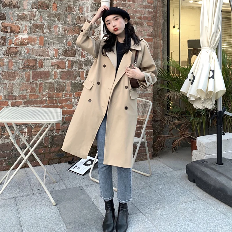 

Autumn and winter 2021 new medium and long minority suit windbreaker coat female small senior design coat