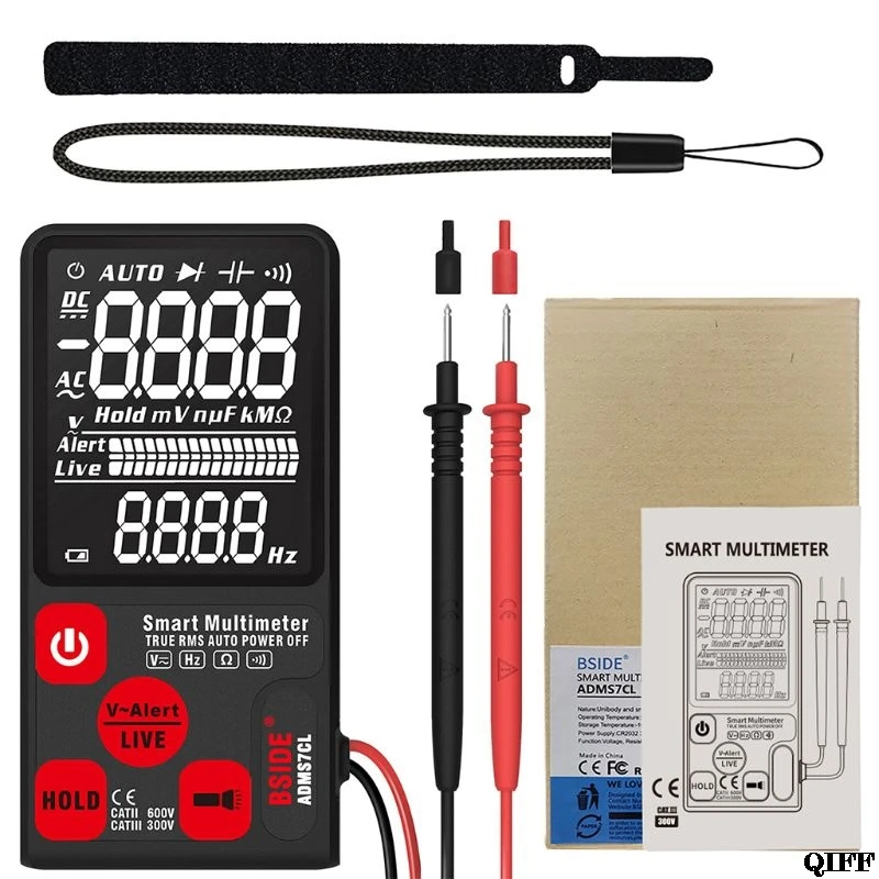 

BSIDE ADMS7CL Large 3.5inch LCD Digital Multimeter True RMS Auto-Ranging Pocket Voltmeter with Flashlight and Analog