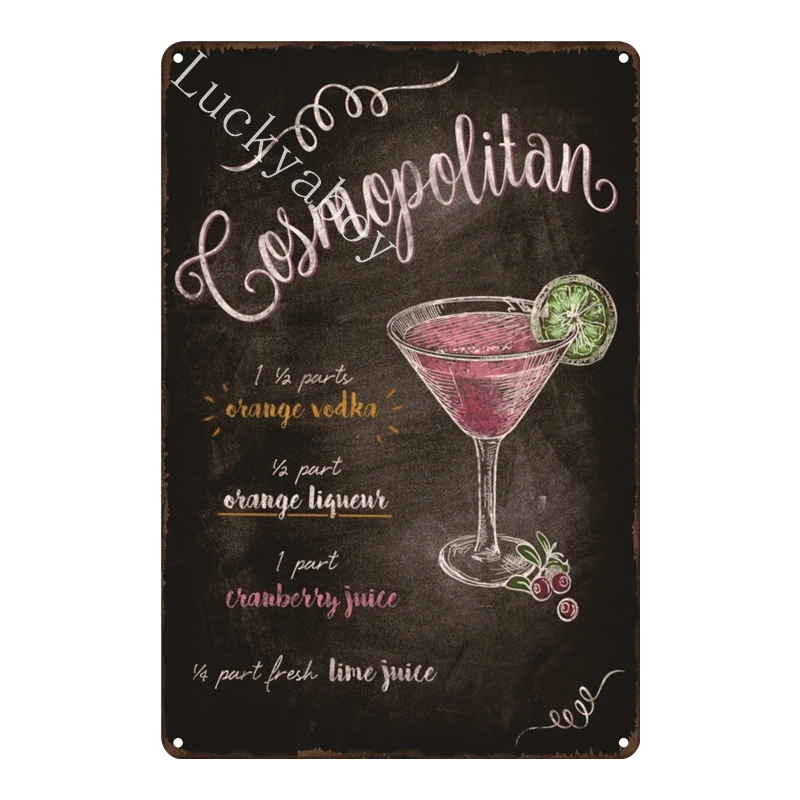 [Luckyaboy]Martini Mojito Cocktail Vintage Tin Signs Wall Plaque Custom Metal Painting Antique Gift home bar Pub Decor AL035