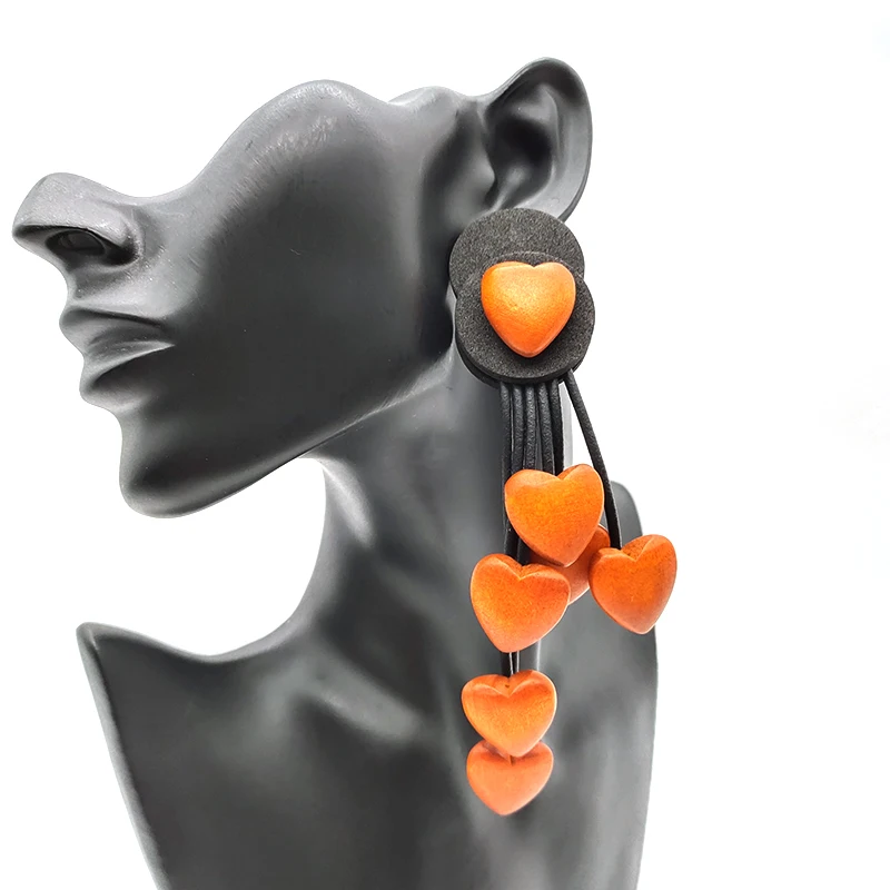 UK Gothic Drop Earrings Women Long Big Earrings Rubber Jewelry Handmade Red Wood Accessories Wedding Jewellery