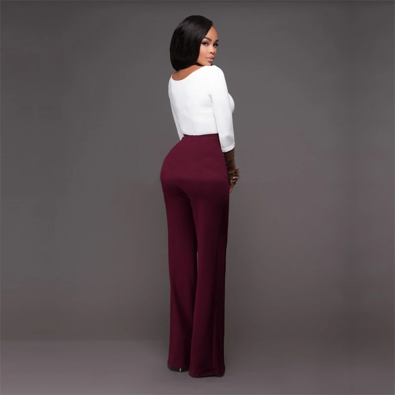 Solid Color Women High Waist Wide Leg Pants Slim Office Formal Ladies Trousers Long Pants for Spring Autumn S-2XL versace jeans couture