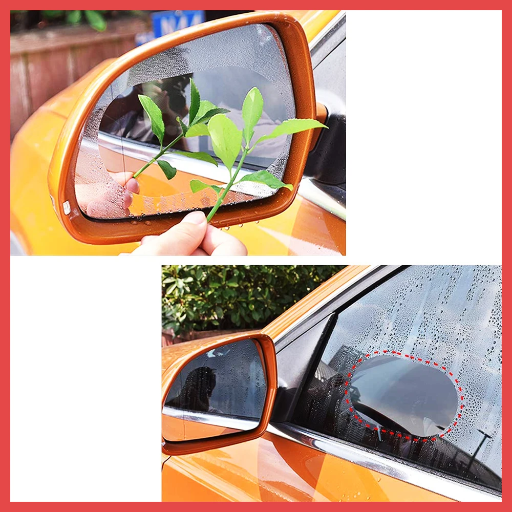 Car Mirror Window Clear Film Anti Fog Membrane Anti-Glare Waterproof Rainproof Car Sticker 2 Pcs/Set