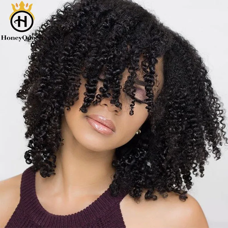 Mongolian Kinky Curly Clip Ins Human Hair Natural Color 3b 3c Clip