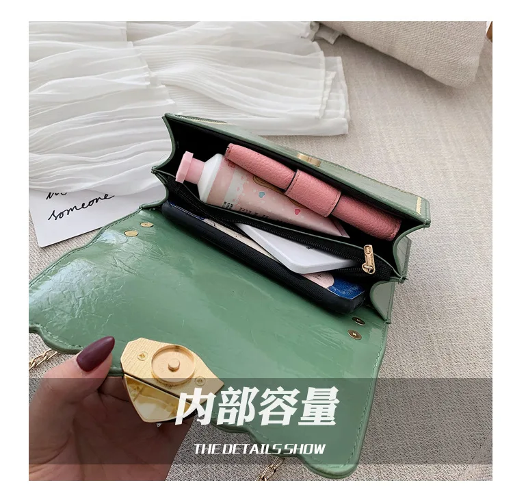 Irregular leaf magnetic buckle women's bag new summer small fresh car stitching shoulder slung chain small square bag