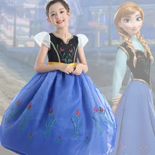 Детские платья для девочек в стиле Дисней; платье принцессы Анны; вечерние платья для костюмированной вечеринки на Рождество и Хэллоуин; детская одежда; Новинка года; с цветочным рисунком