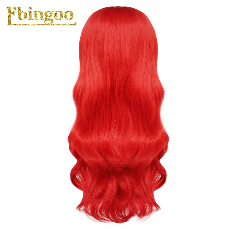 Ebingoo Ariel Wig Red Synthetic Cosplay Wig Long Wavy Little Mermaid Princess Wigs for Halloween Costume High Temperature Fiber