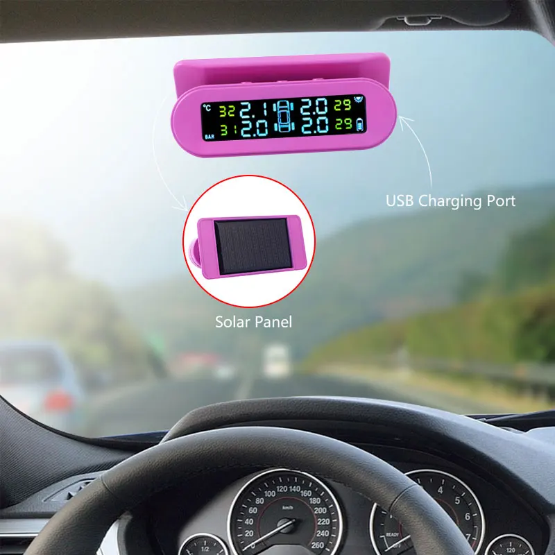Универсальный TPMS Сигнализация цифровой черный цвет беспроводной розовый Автосигнализация Автомобильная безопасность