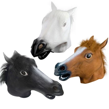 

Halloween Cosplay Horse Head Masks Funny Pvc Toys Gift Dancing Party Animal Accessories 3 Color High Quality Horse Head Masks