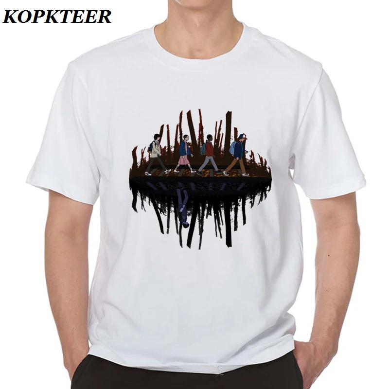 

Mens Clothes 2019 T Shirt Hip Pop Camisetas Hombre Funny Stranger Abbey Road Print Stranger Things Harajuku Gothic Tees