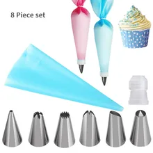 8 шт./компл. силиконовые кондитерского мешка кухонный, крем многоразовые+ 6 Нержавеющая сталь Насадка Набор «сделай сам Набор для декорирования тортов Инструменты для тортов