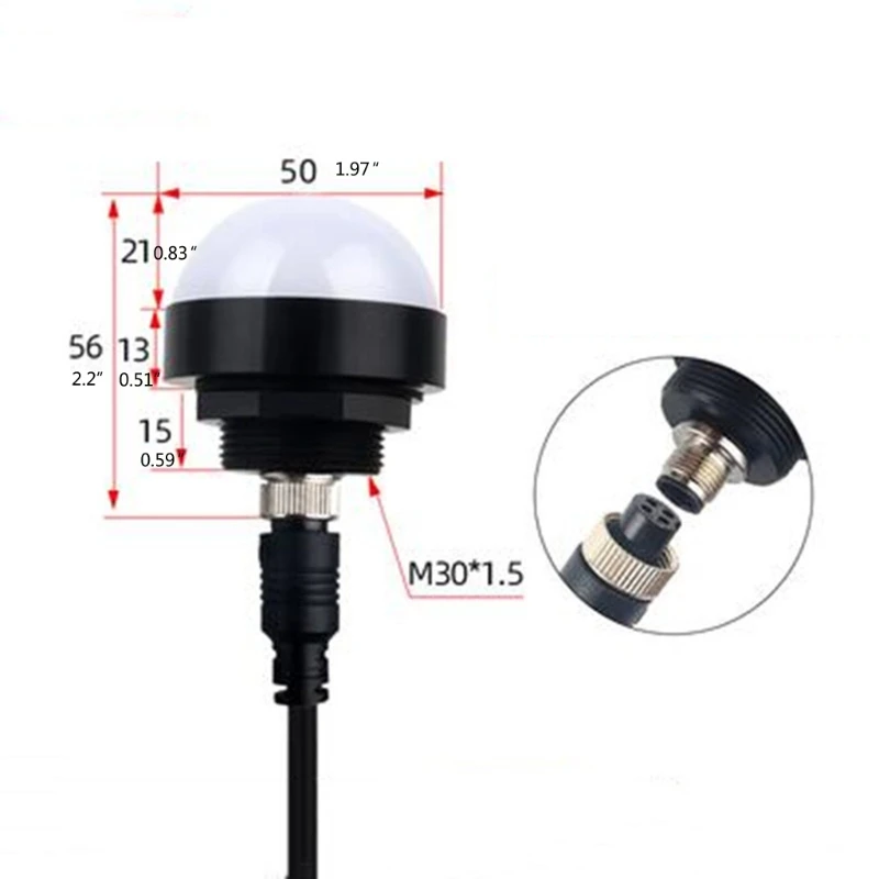 LED MINI Tricolor Warning Light 3W 24V Waterproof Dustproof Aviation M12 GX12 Connector Metal Indicator Industrial Buzzer Lamp