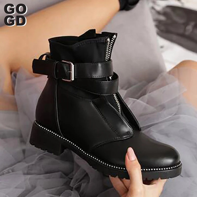 short winter boots with zipper