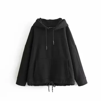

women pullover solid sweatshirt autumn winter 2020 hoodlie female casual solid with pocket hooded pull warm ladies tops