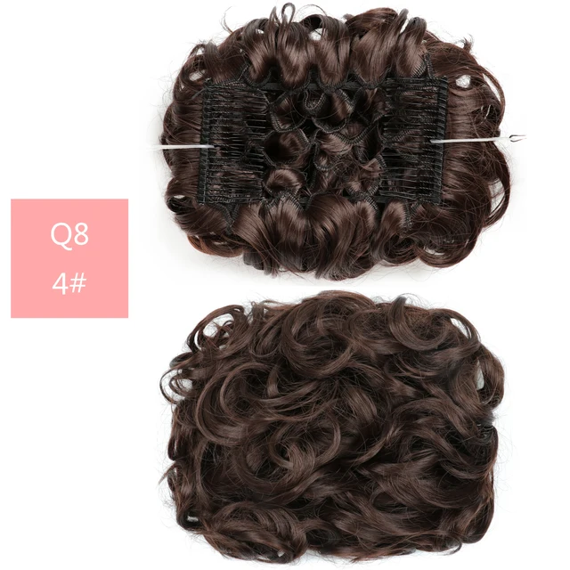 Synthetic Curly Elastic Band Chignon Plastic Comb Clips in Hair Extension Hair Bun Updo Cover Hairpieces Hair Accessories Q8 4