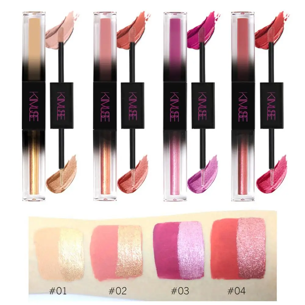 

4 Colors Optional Double-head Eyeshadow Liquid Multi-purpose Matte Pearlescent Eye Shadow Lip Makeup Cosmetics