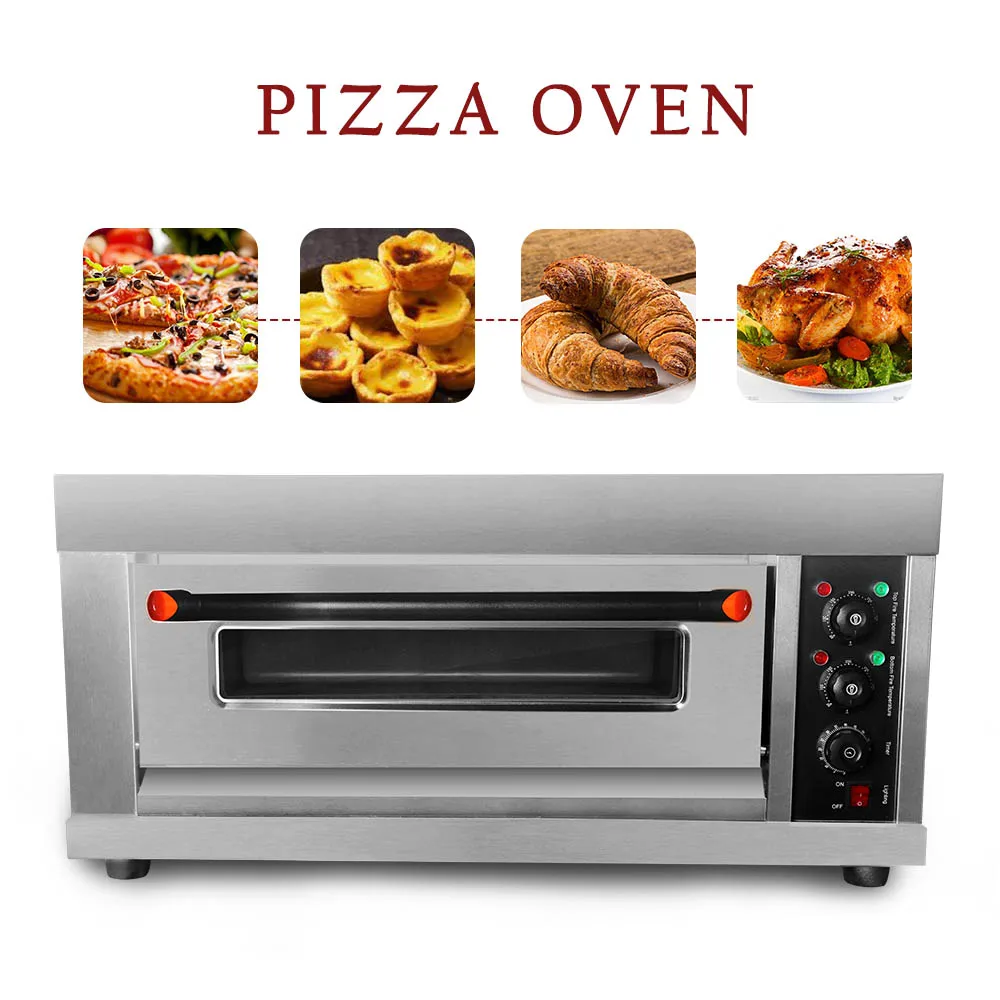 

Stainless Steel Single Layer Pizza Oven 3.2kw Adjusting 0-300 °C Temperature Time Roaster Bread Machine with Pizza Stone Kitchen