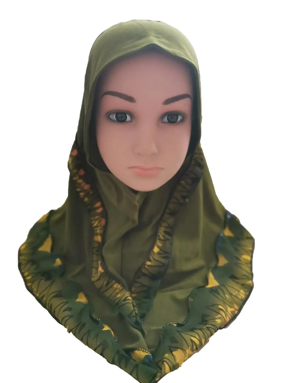 Olive Green Рамадан дети девочки Исламские мусульманские шапки, шарфы, детский шарф шапки Амира арабский Ближний Восток цельный головной убор Новинка - Цвет: Olive Green