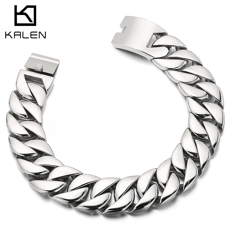 Kalen-Collier Punk en Acier Inoxydable pour Homme et Femme, Gourmette Cubaine, Ras du Cou, Bijoux, Longueur 40mm, 42mm, 72mm, 20mm, 31mm