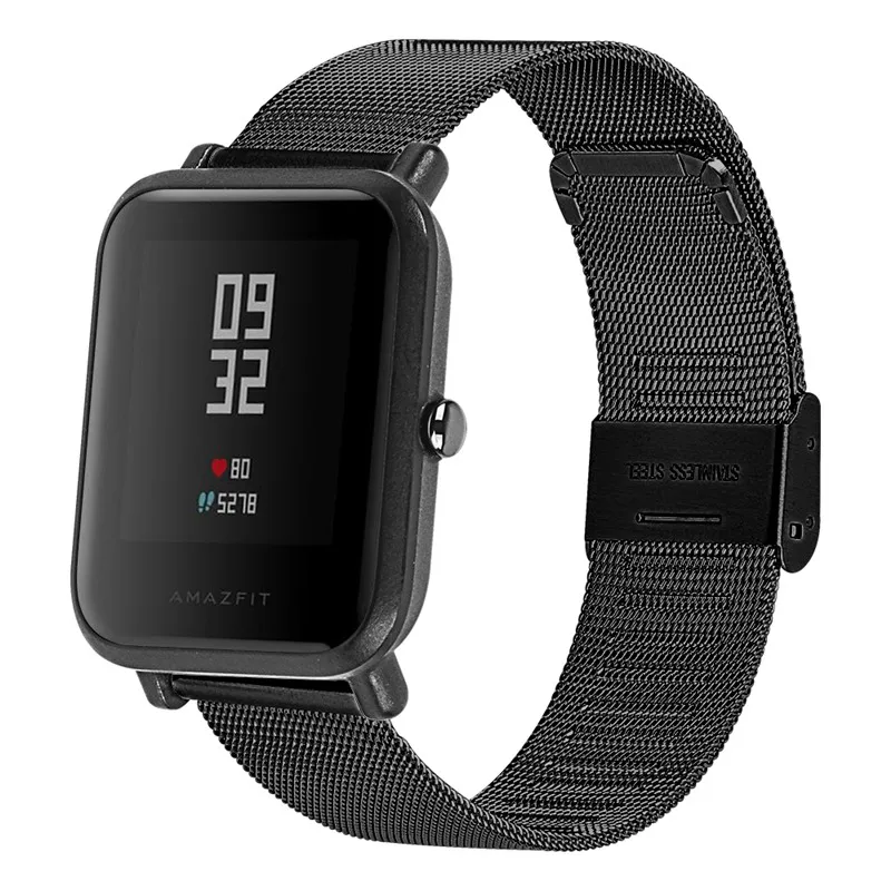 Ремешок Миланская сетка из нержавеющей стали для Huami Amazfit Bip браслет Samsung Galaxy Watch 46