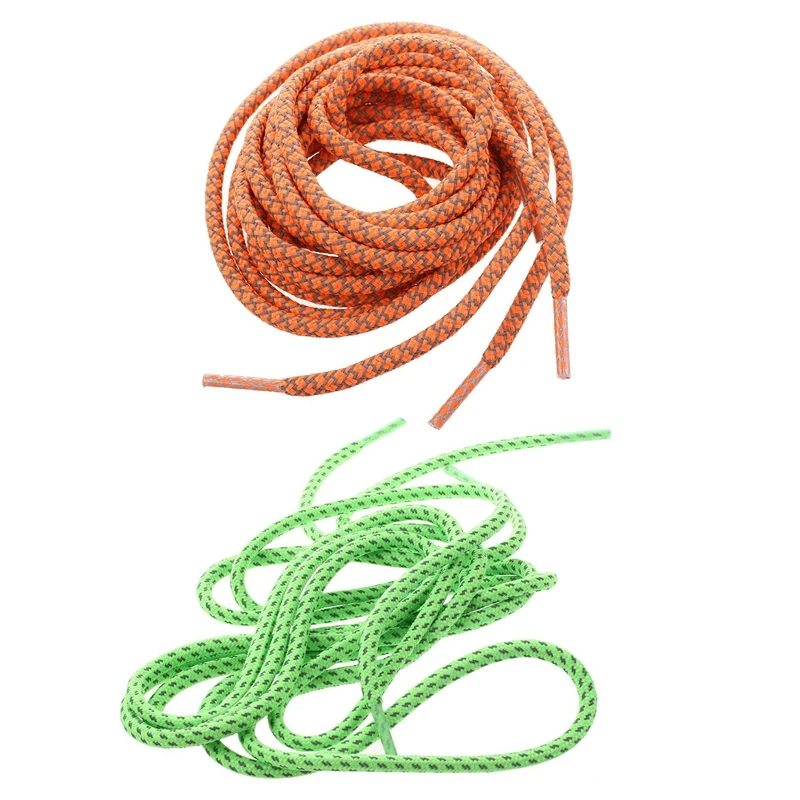 

2 Pair Round Rope Reflective Runner Running Sport Shoe Laces Shoelaces(A-Style Orange & B-Style Fluorescent Green)