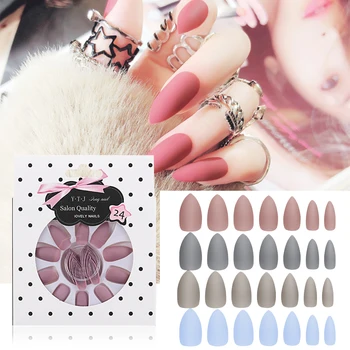 

24pcs/set Matte False Nail ABS Pointed Sharp Artificial Nail Extension Manicure Art Press On Fake False Nails Beauty