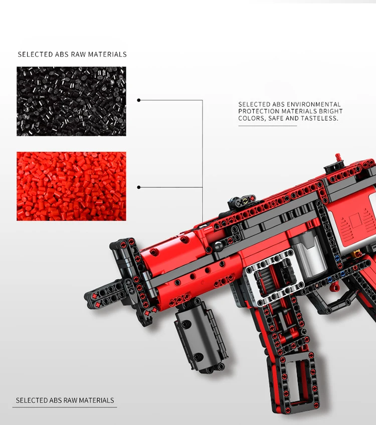 Моделирование современного военного оружия строительные блоки батарея питание shotting кирпичи HK MP5 пулемет игрушки с пулями